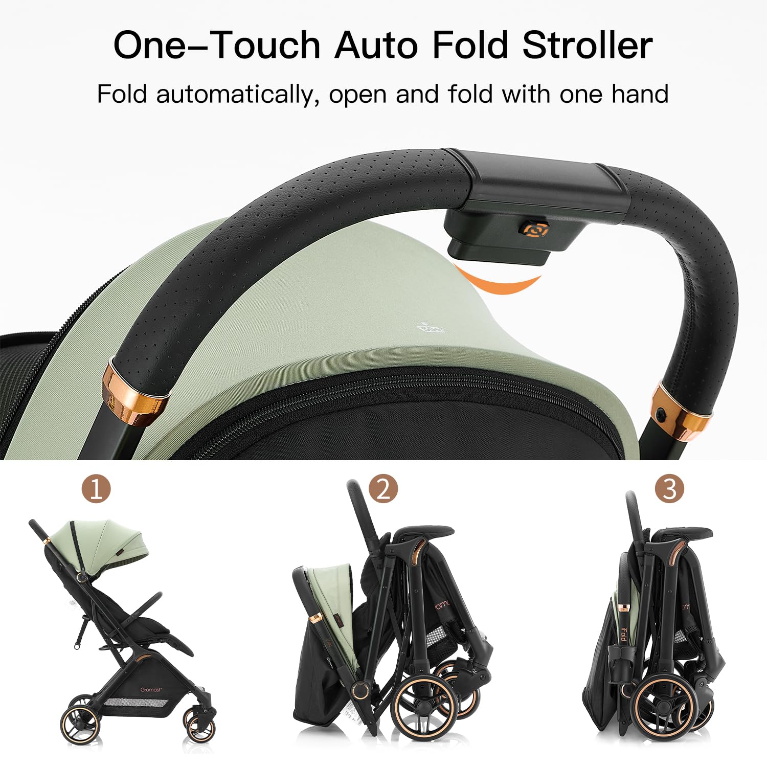 Gromast Gravity Folding Stroller cup-holder offers convenient drinks on the go.