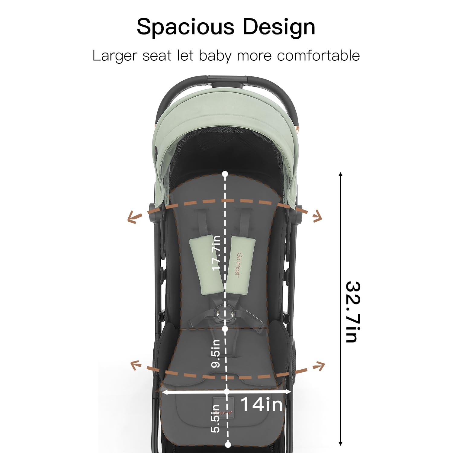Gromast Gravity Folding Stroller folded-compact demonstrates easy storage in tight spaces.