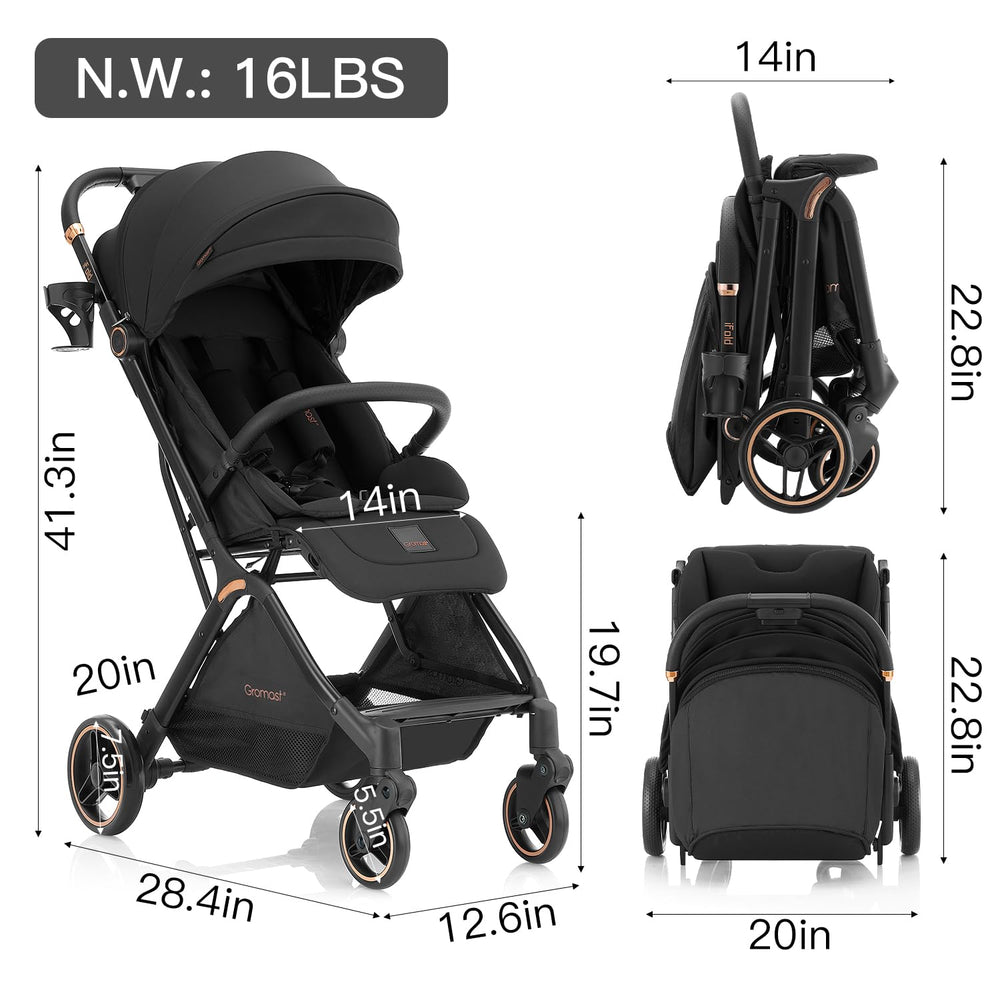 Gromast gravity-stroller storage basket for essentials during errands.