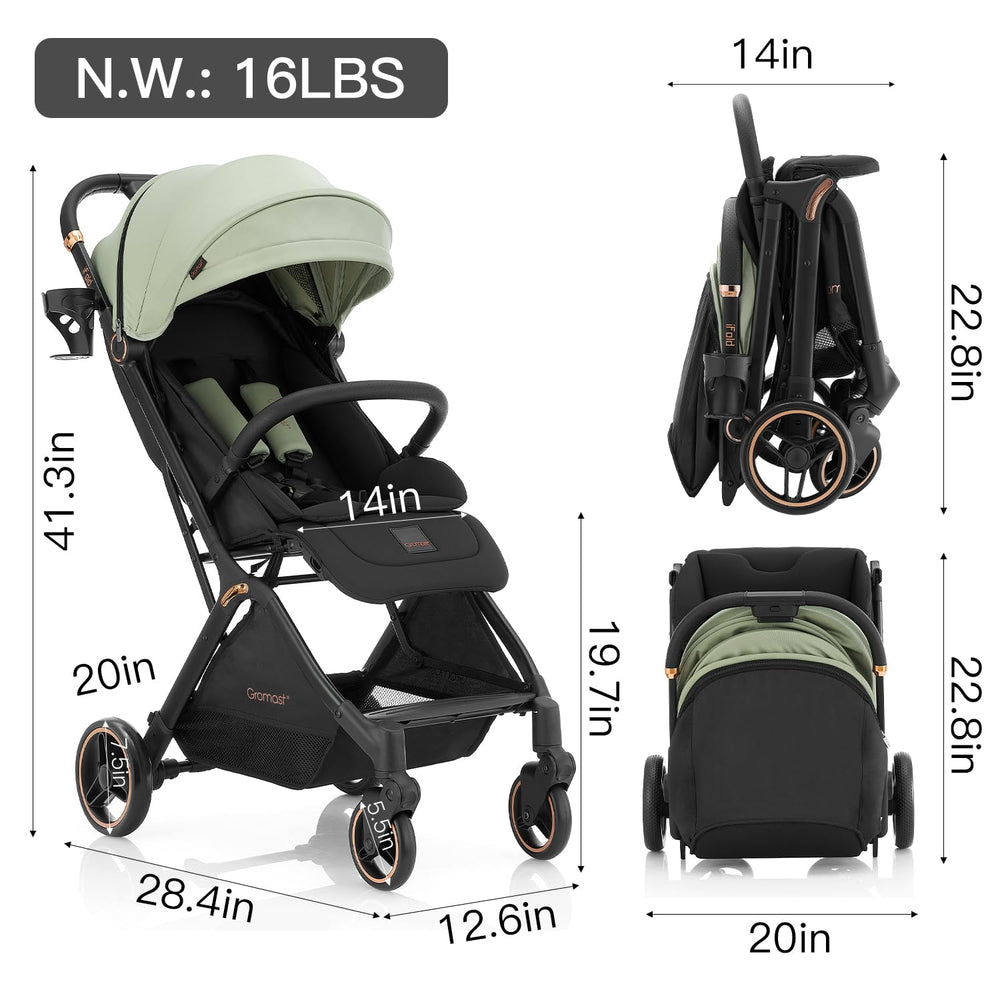 Gromast Gravity Folding Stroller storage-basket holds essentials during errands.