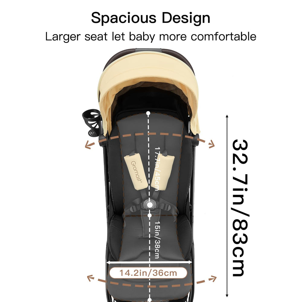 Gromast Gravity canopy extended showing UPF50+ sun protection.