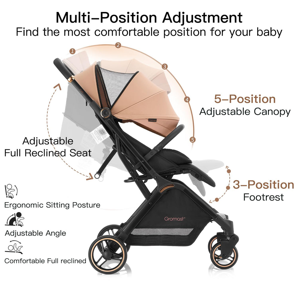 Gromast Gravity stroller built with aviation-grade aluminum for strength and lightness.