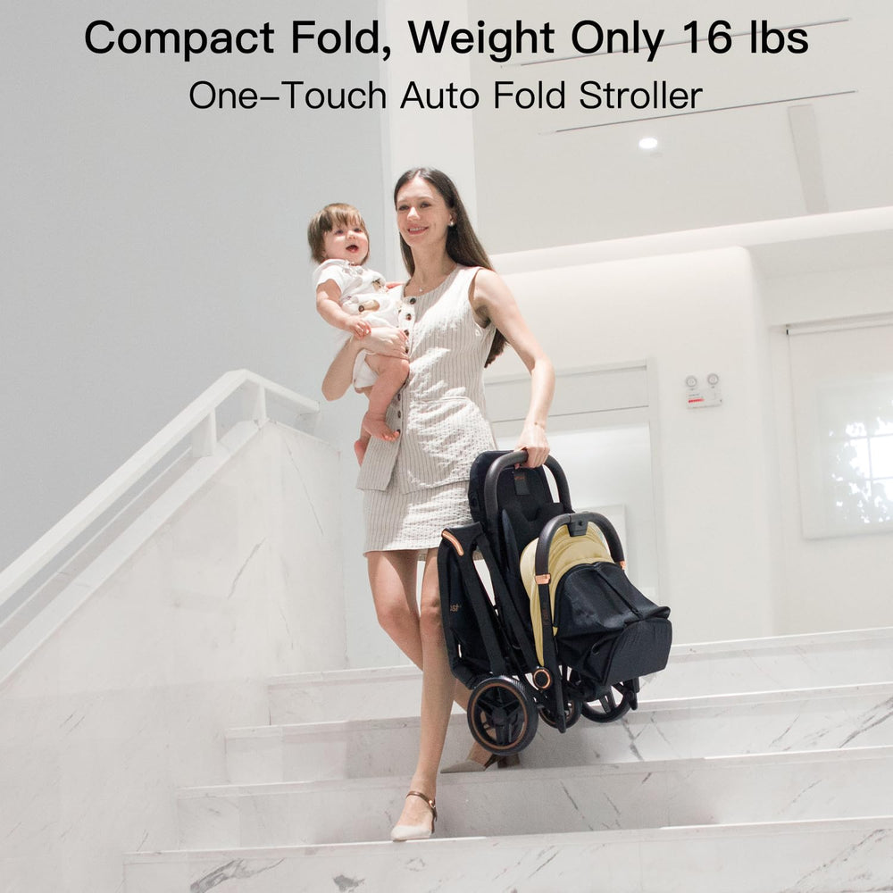 Gromast Gravity stroller backrest recline adjustment shown for comfortable seating.