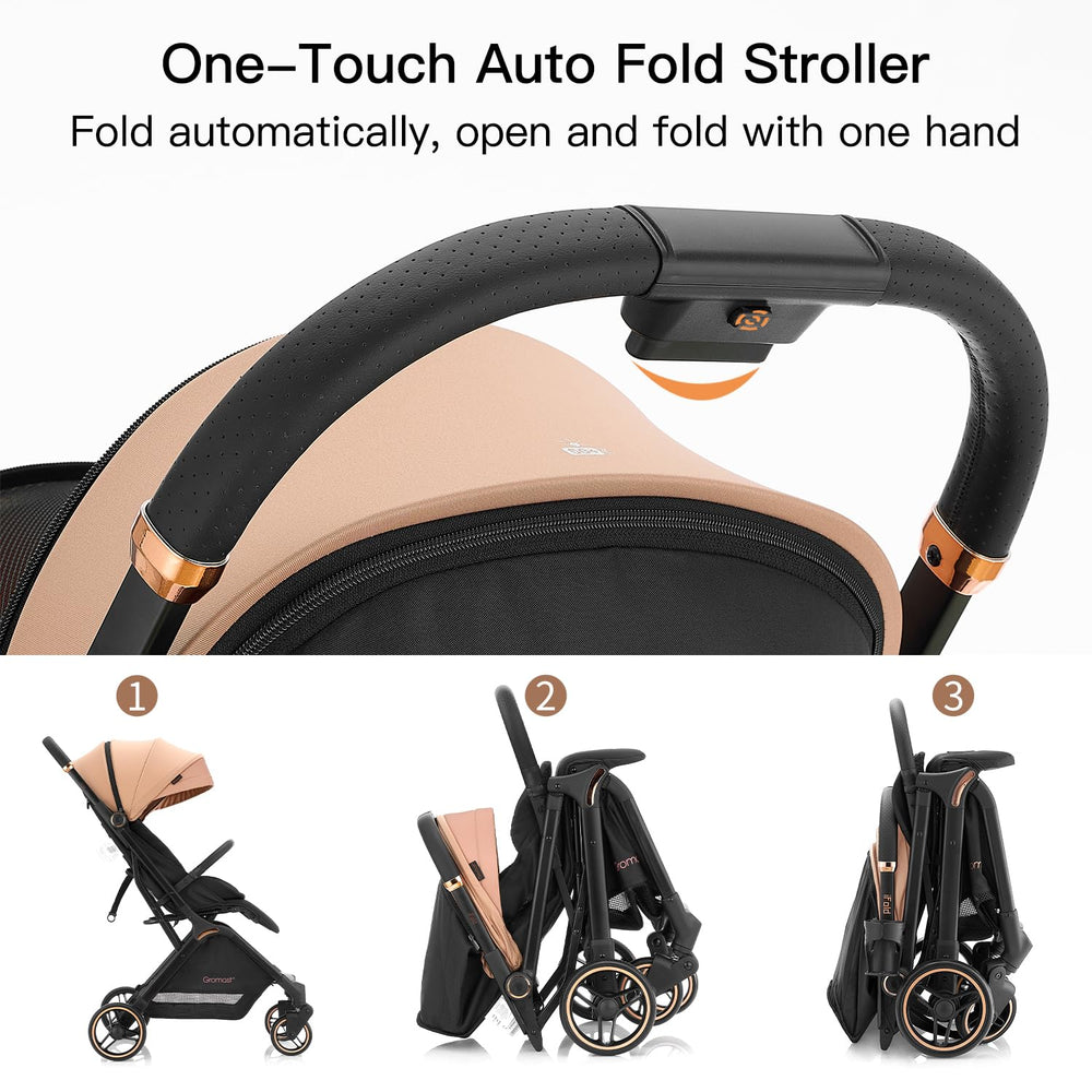Gromast Gravity stroller includes a roomy storage basket for essentials.