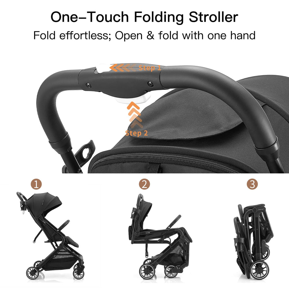 Gromast lightweight travel stroller demonstrating easy lifting and portability