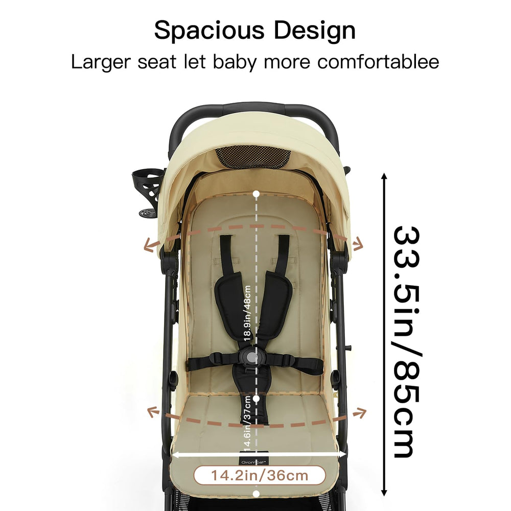 Gromast UPF50+ canopy provides sun protection and airflow on sunny days.