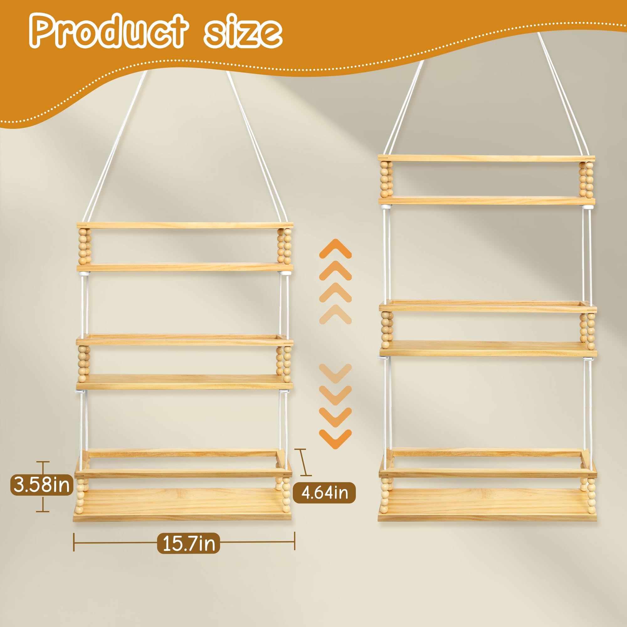 Gronda natural pine wood and rope detail showcases sturdy materials and cozy boho aesthetic.