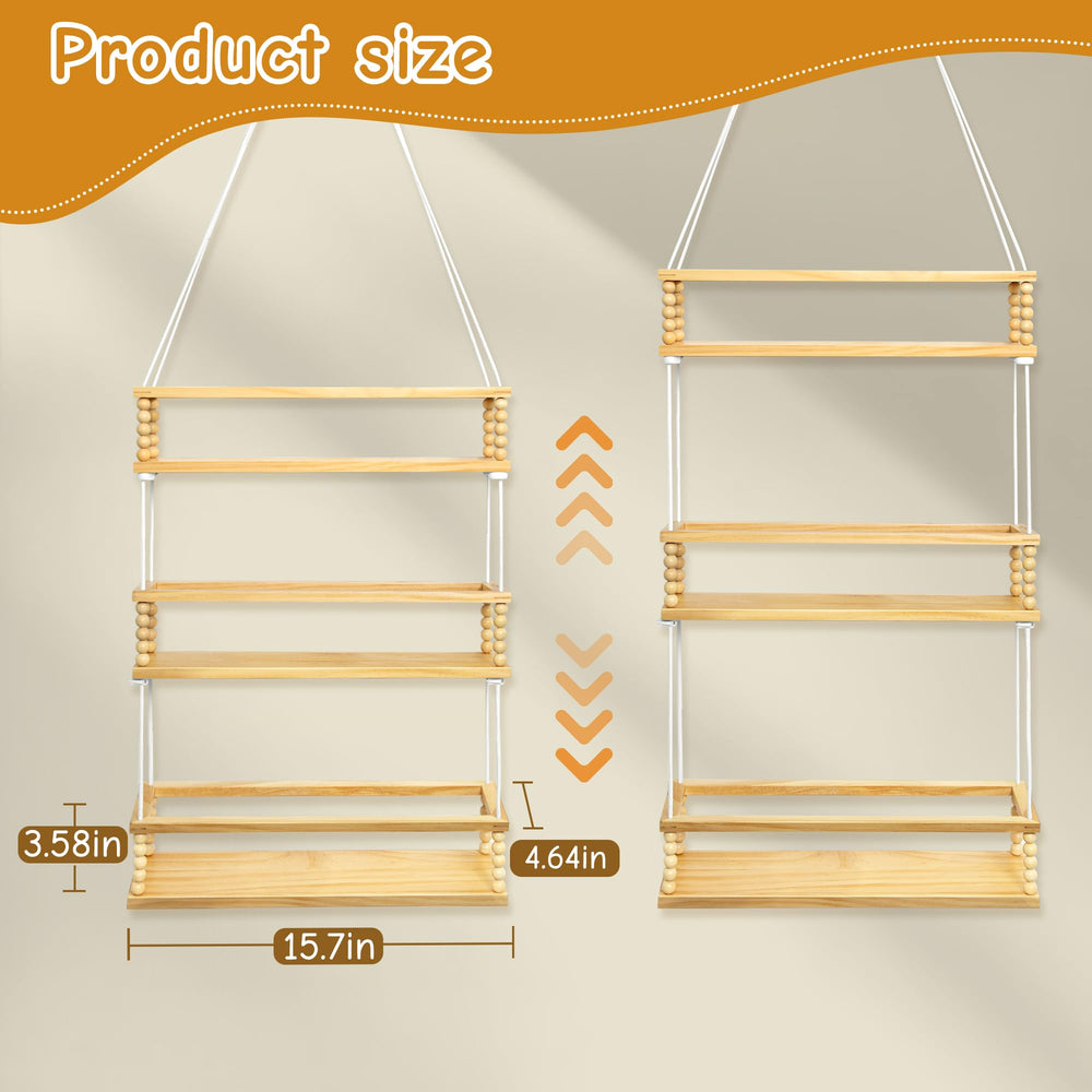 Gronda natural pine wood and rope detail showcases sturdy materials and cozy boho aesthetic.