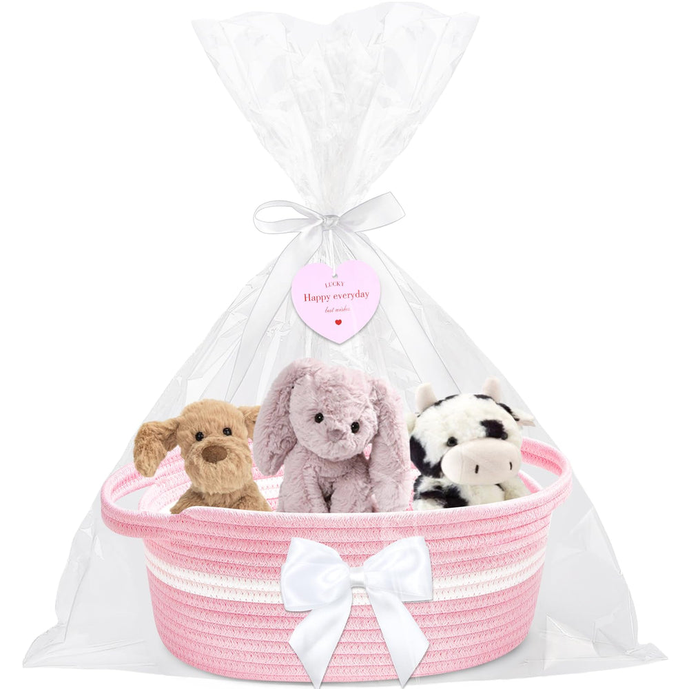 Groodo portable pink basket sits on a dresser for fast organization.