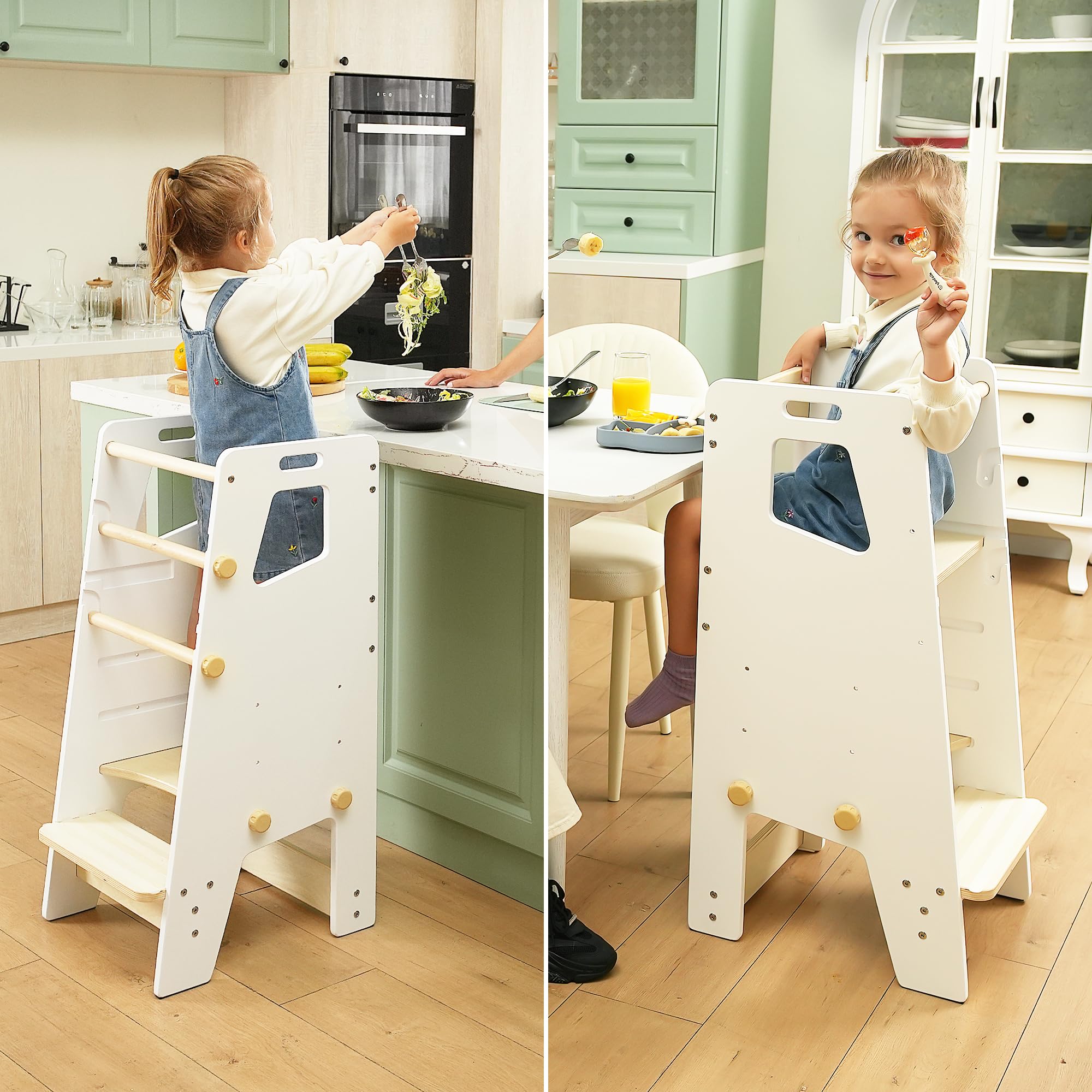 GroowingMind Toddler Tower assembly shows easy setup for kitchen help