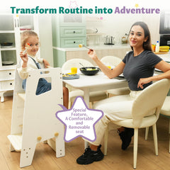GroowingMind Toddler Tower three levels demonstrate adjustable height for growing kids