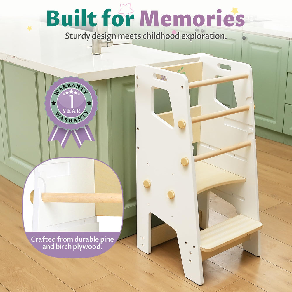 GroowingMind Toddler Tower safety features with anti slip pads for secure exploration