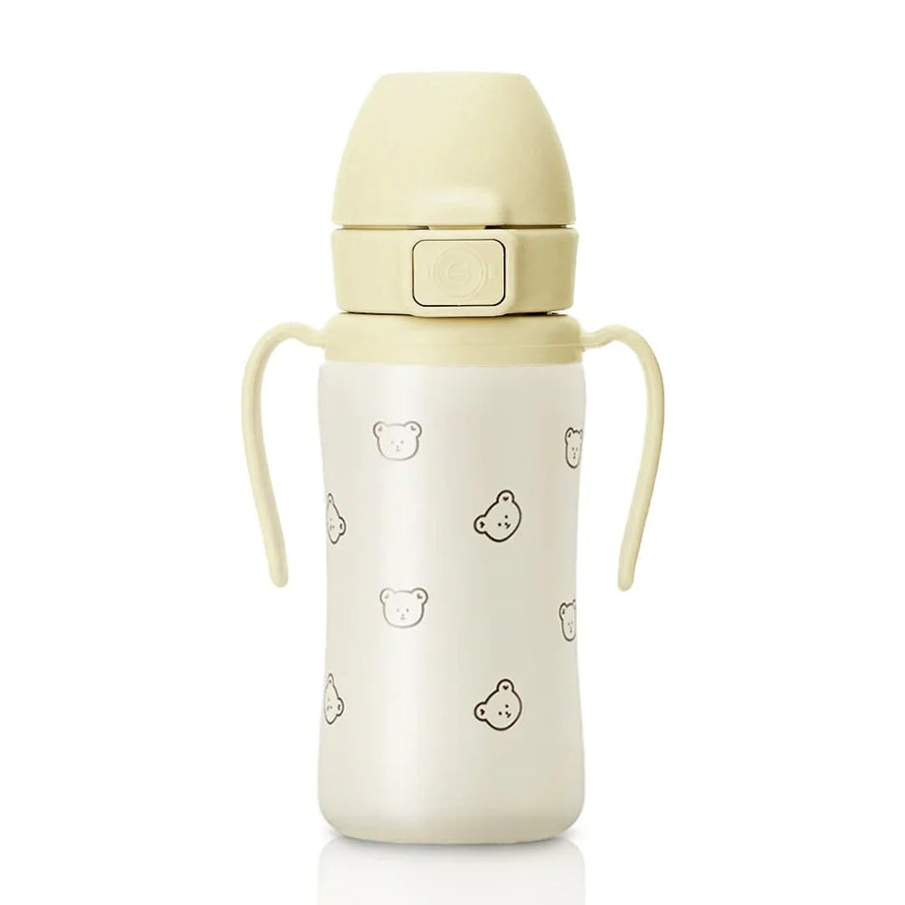 GROSMIMI bear-straw cup flip-top 10oz shows spill-free toddler hydration on the go