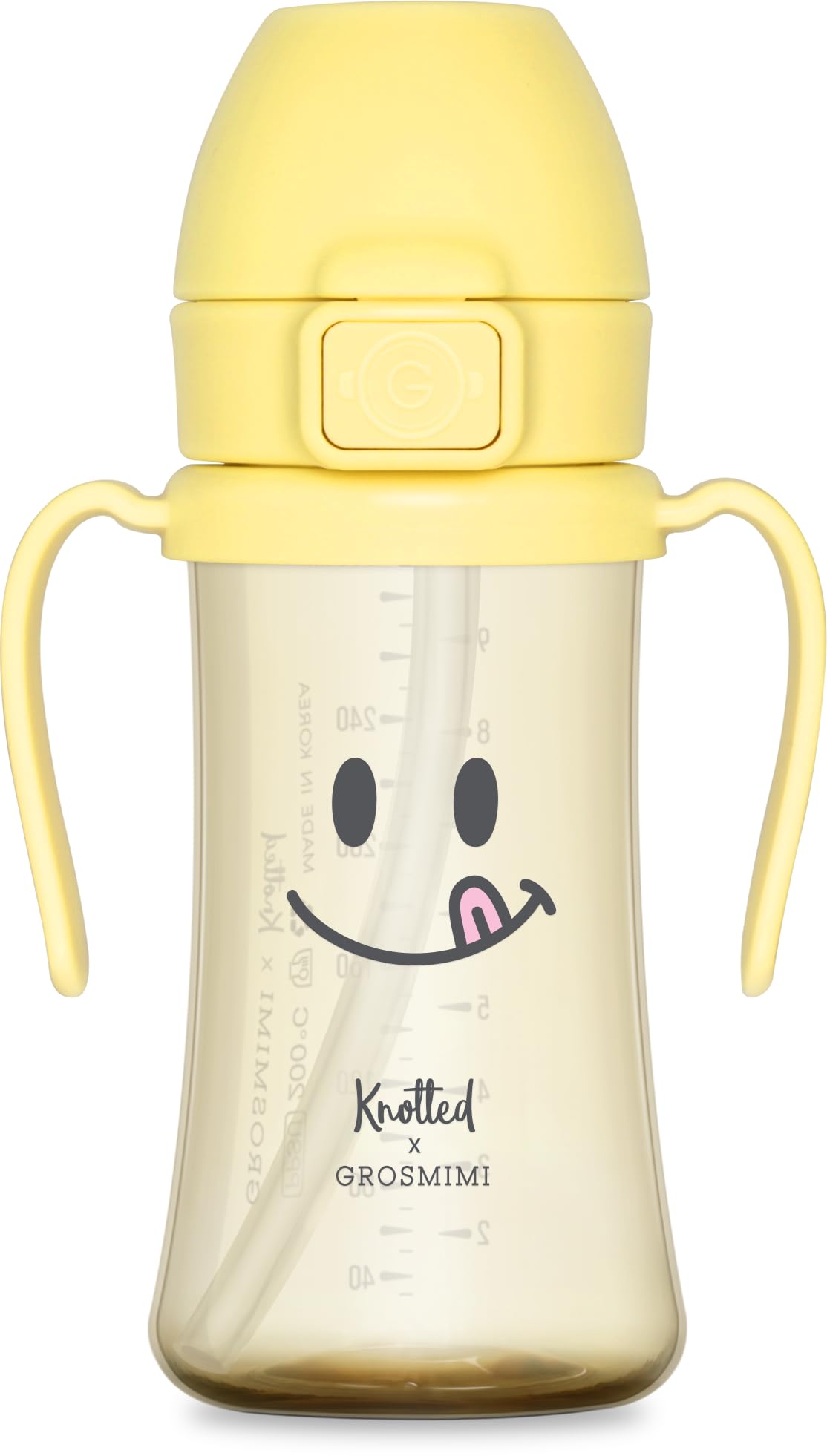 GROSMIMI Knotted flip-top lid close-up showing spill control for toddlers.