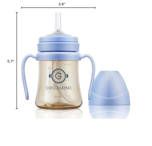 GROSMIMI PPSU cup sky blue microwave safe and BPA-free for safe sterilization