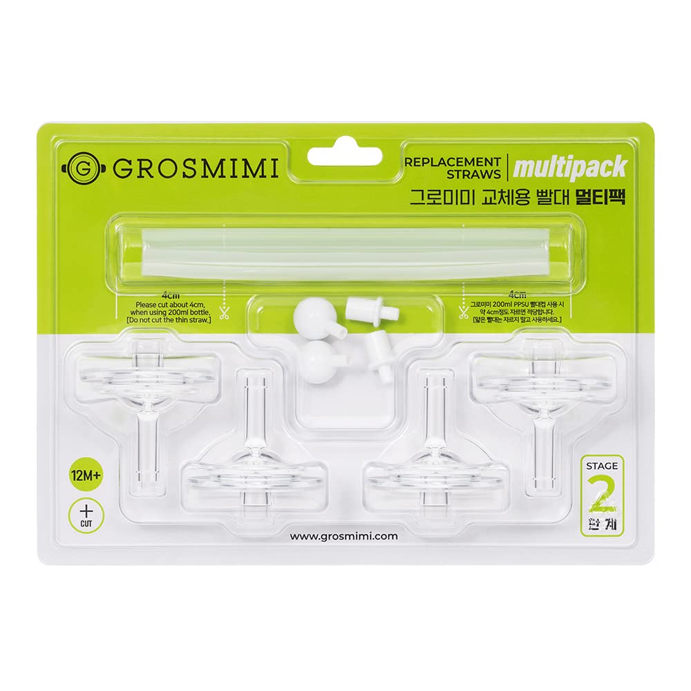 GROSMIMI Stage 2 four-count silicone straws for easy, familiar sips.