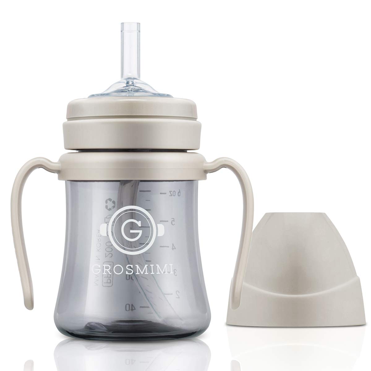 GROSMIMI spill-free cup close-up highlights leak-free performance for mess-free meals.