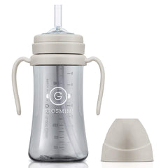 GROSMIMI spill-proof sippy cup beige with a secure handle for mess-free feeding