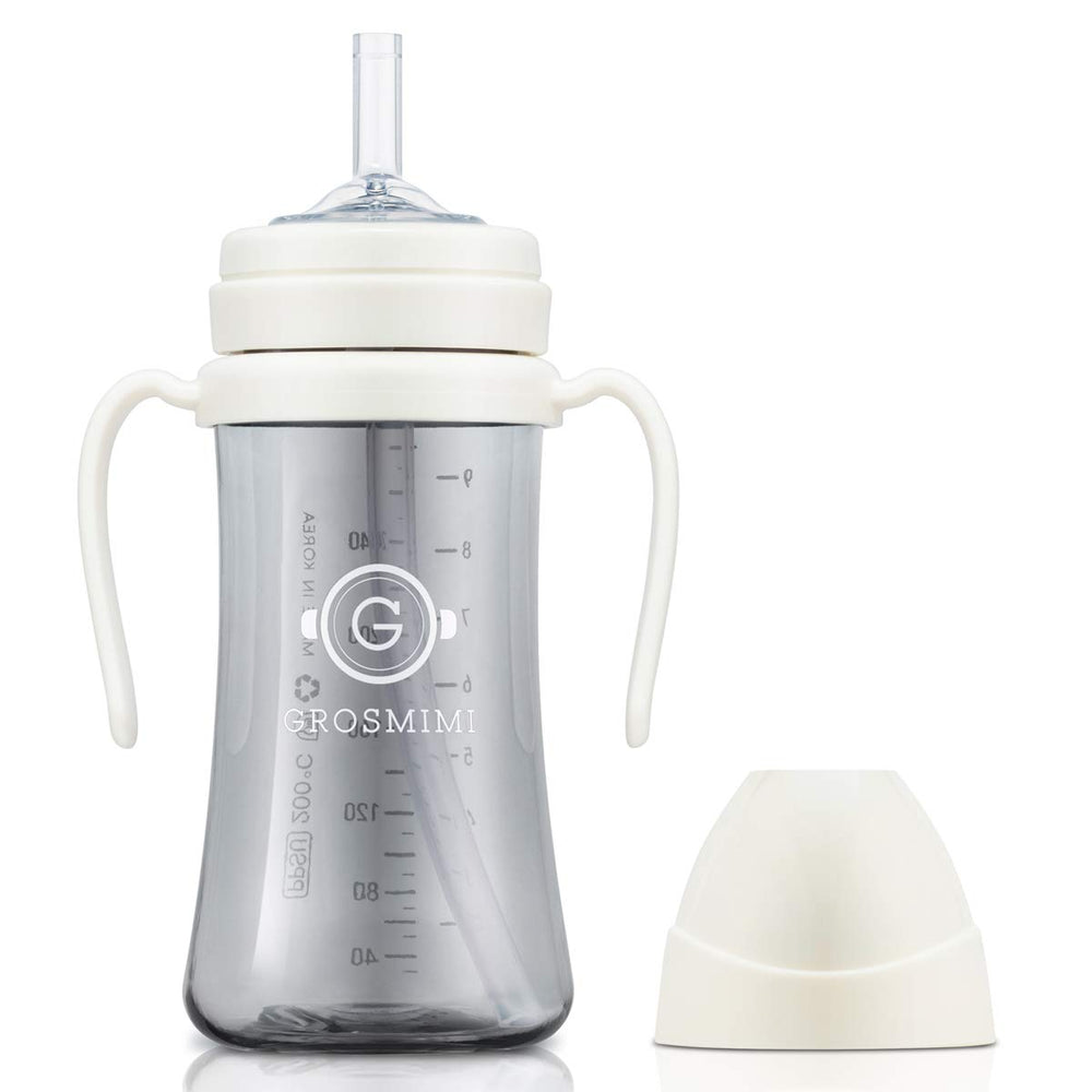 GROSMIMI spill-proof sippy cup white shows spill-free design for on-the-go babies