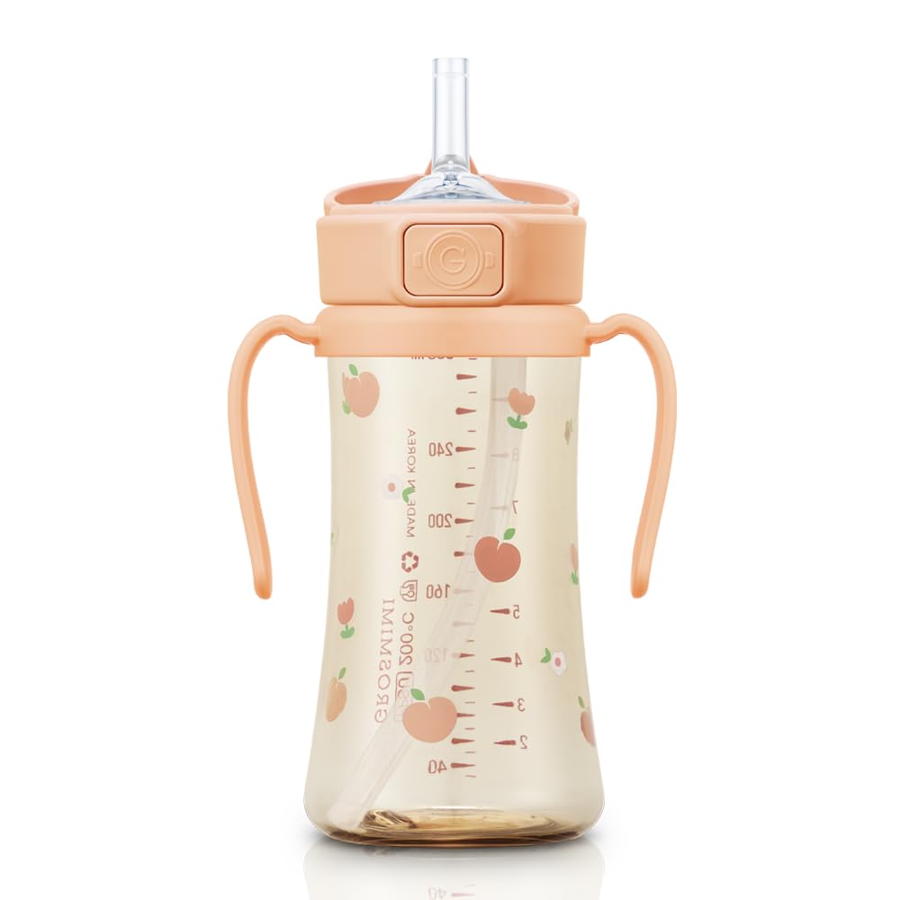 GROSMIMI stage 2 straw sippy cup showing built-in straw for easy toddler transition.
