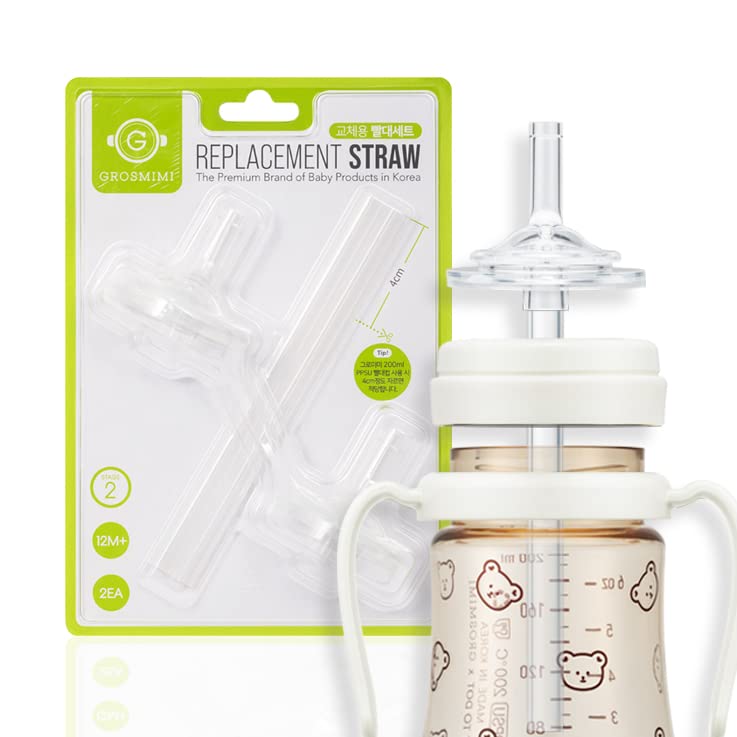 Grosmimi Stage 2 straw compatible with wide-neck bottles for versatile use.