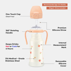GROSMIMI vacuum insulation keeps drinks cold or warm during playtime.