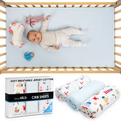 Grow Wild jersey-knit fitted sheet closeup showing soft, breathable fabric.