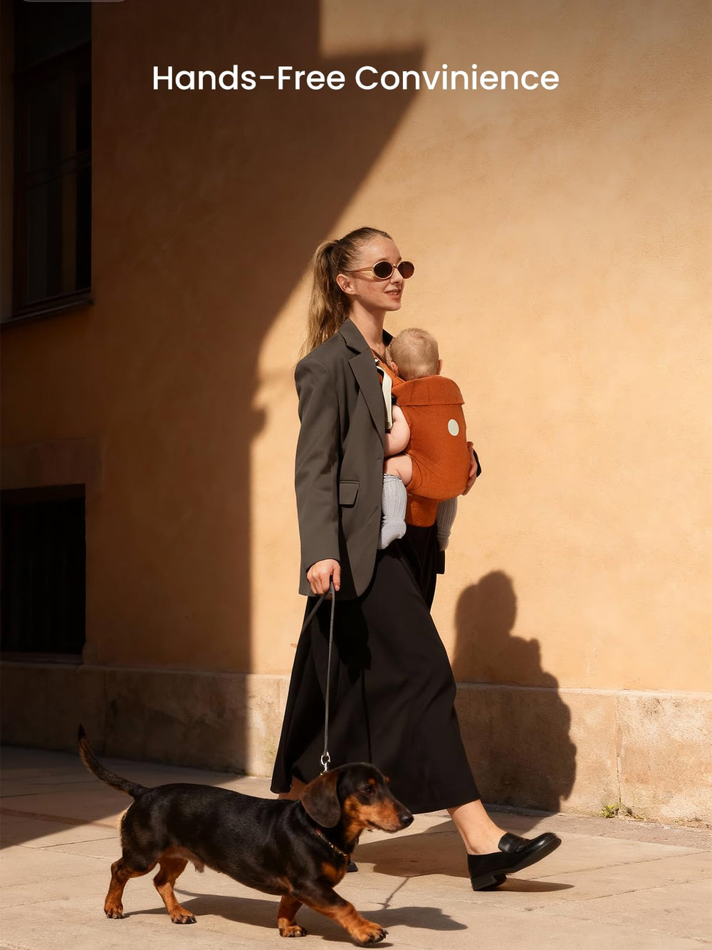 Growns-Y Carry Close Live Free captures hands-free carrying during errands and outings.