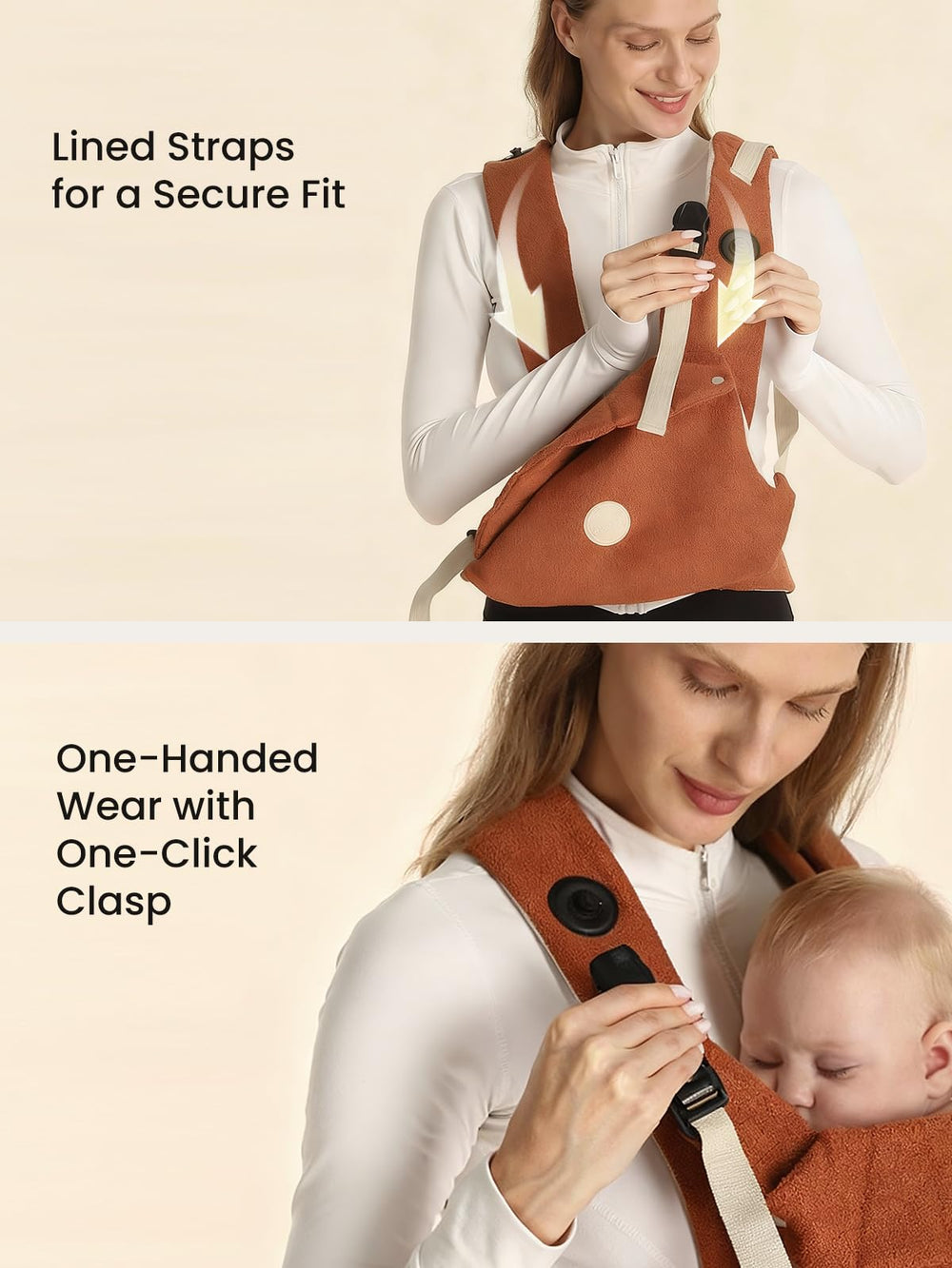 Growns-Y Hip-Healthy Design showing ergonomic seating for baby's comfortable hip position.