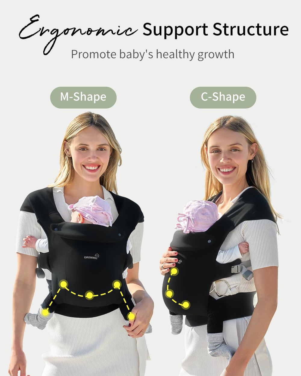 GROWNSY Soft fabric close-up highlights breathable, cozy material for newborn comfort.