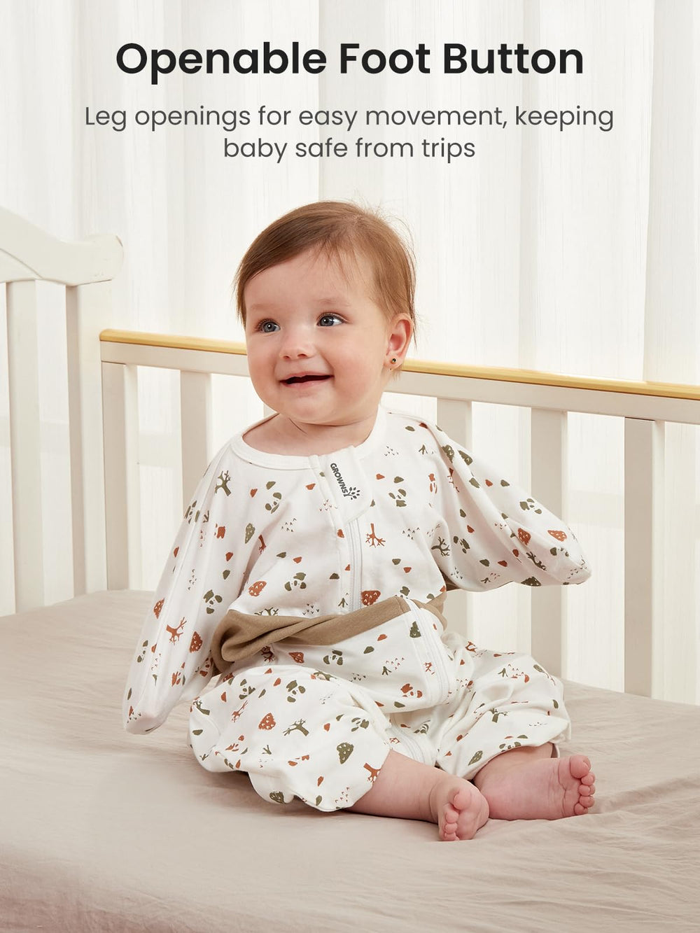 GROWNSY leg-split design supports natural leg posture and safe movement.