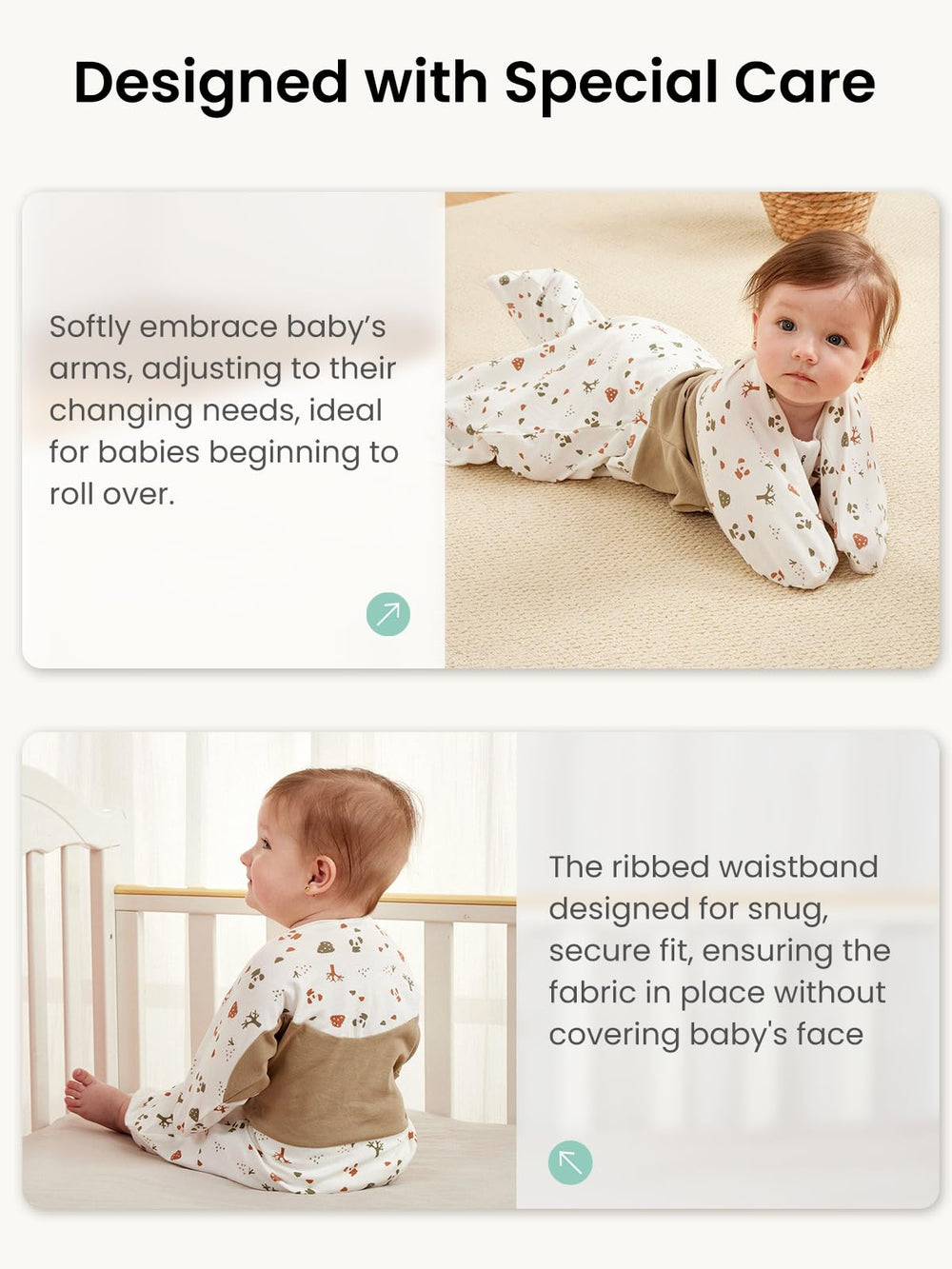 GROWNSY openable-foot feature supports feet-free comfort when requested.