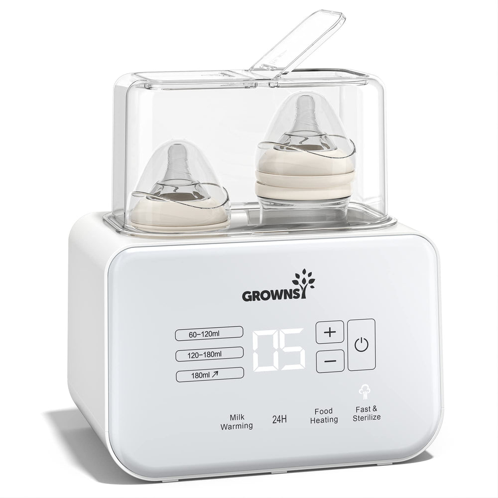 GROWNSY 8-in-1 bottle warmer front view showing compact design for quick milk warming.