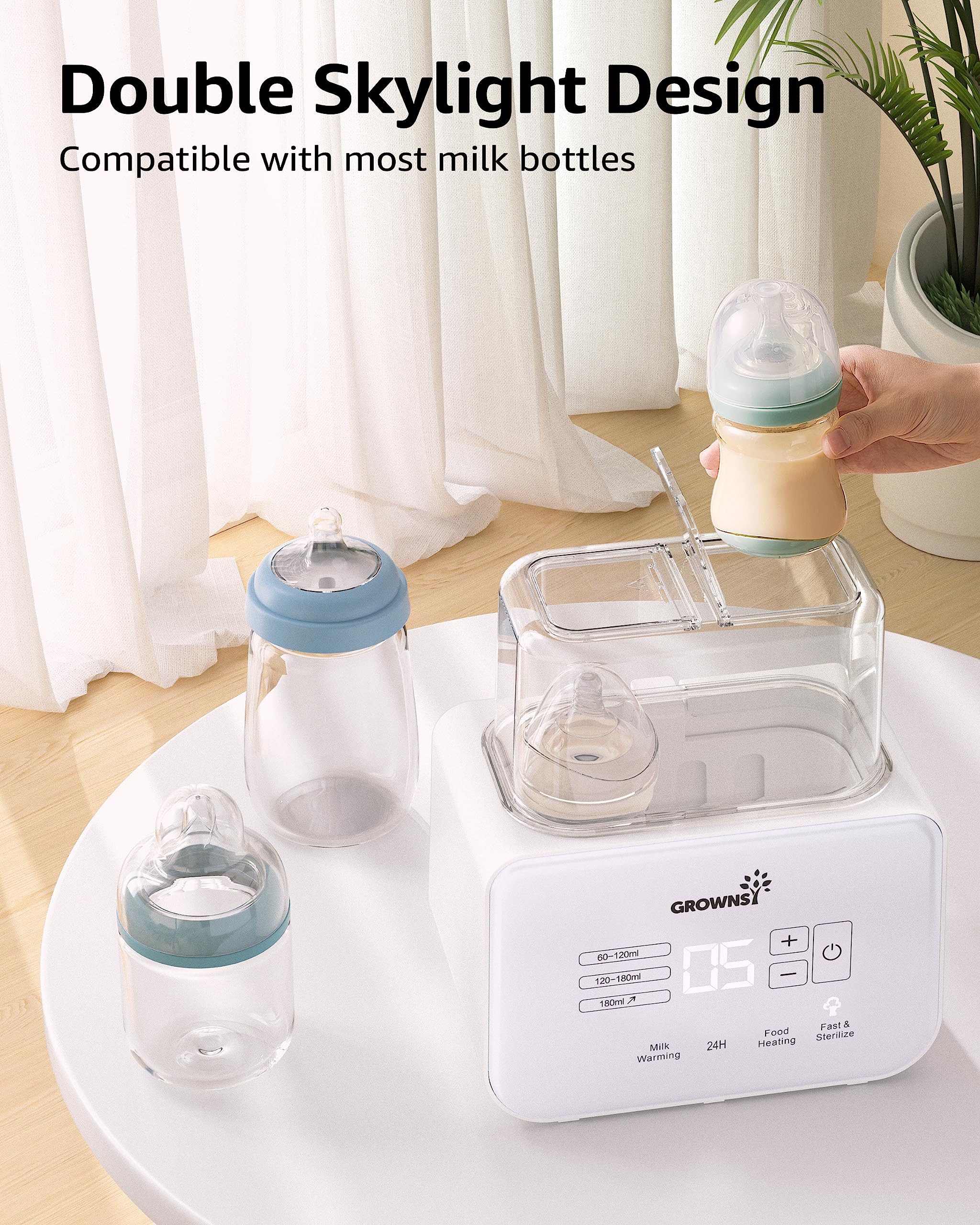 GROWNSY 8-in-1 two-bottle fit demonstrates capacity and convenience.