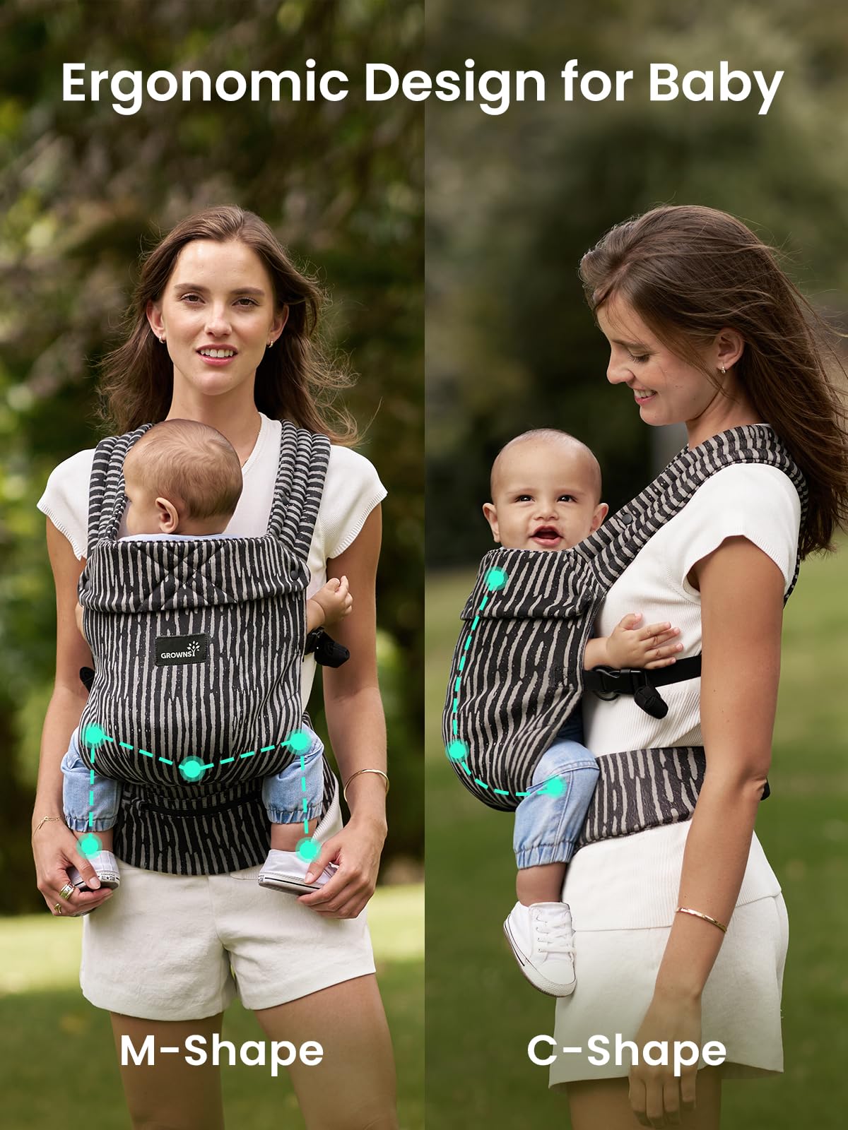 GROWNSY adjustable waist and shoulder straps grow with your child for a better fit.