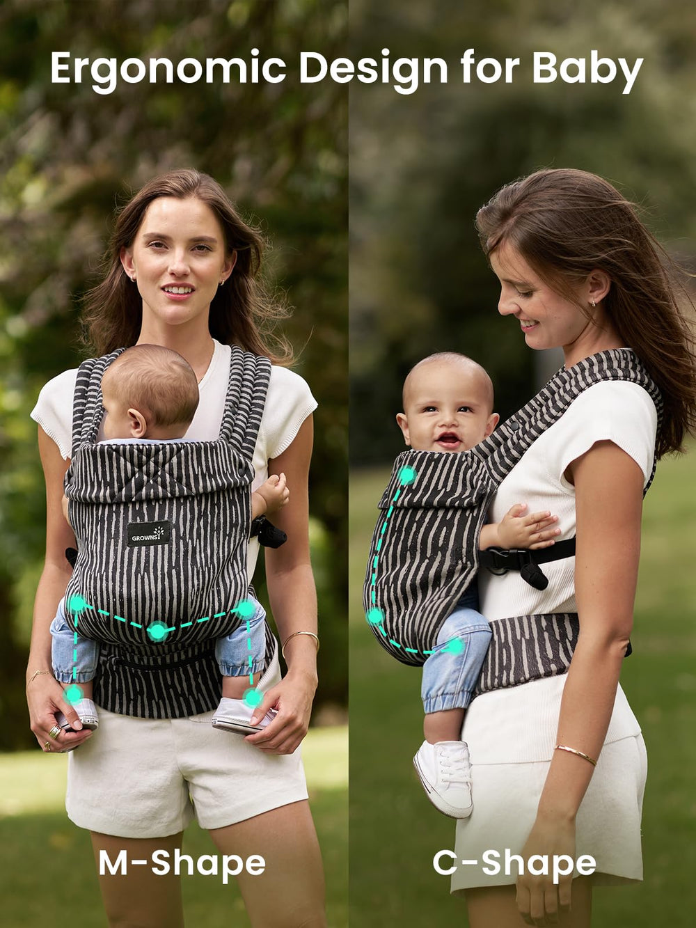 GROWNSY adjustable waist and shoulder straps grow with your child for a better fit.