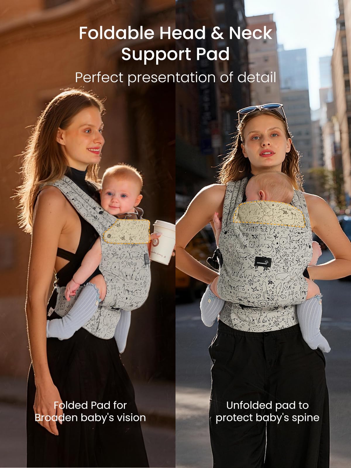 GROWNSY adjustable waist and shoulder straps grow with your child.