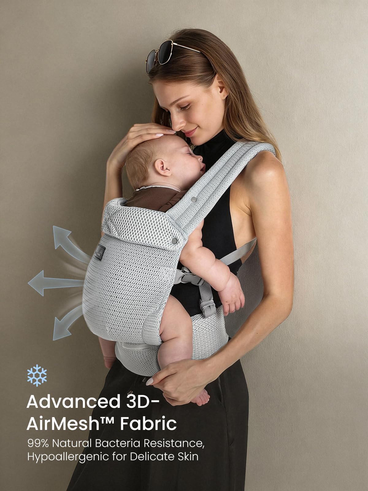 Grownsy baby carrier head support extended for neck safety and comfort