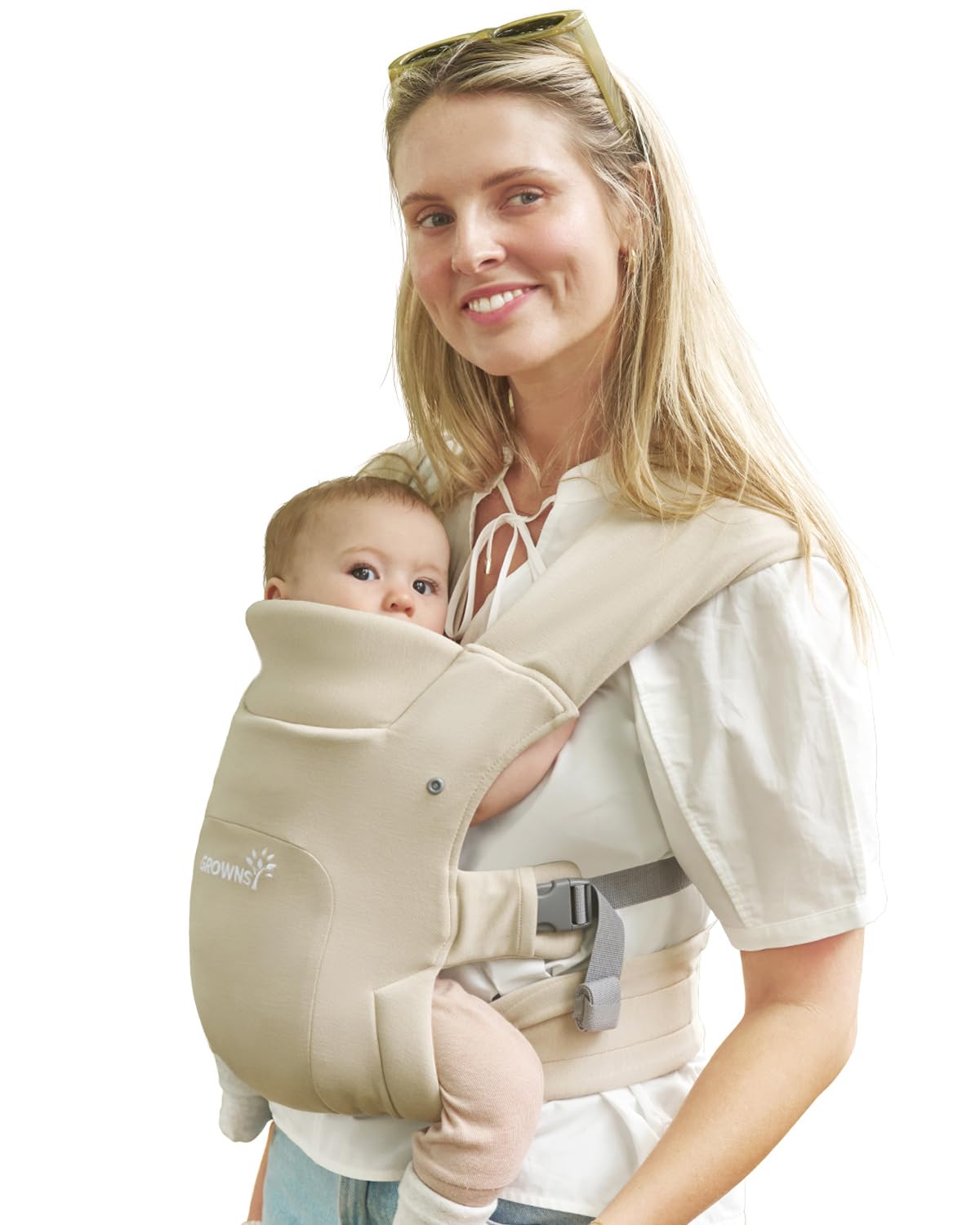 GROWNSY baby-carrier with structured support for secure, hands-free wearing