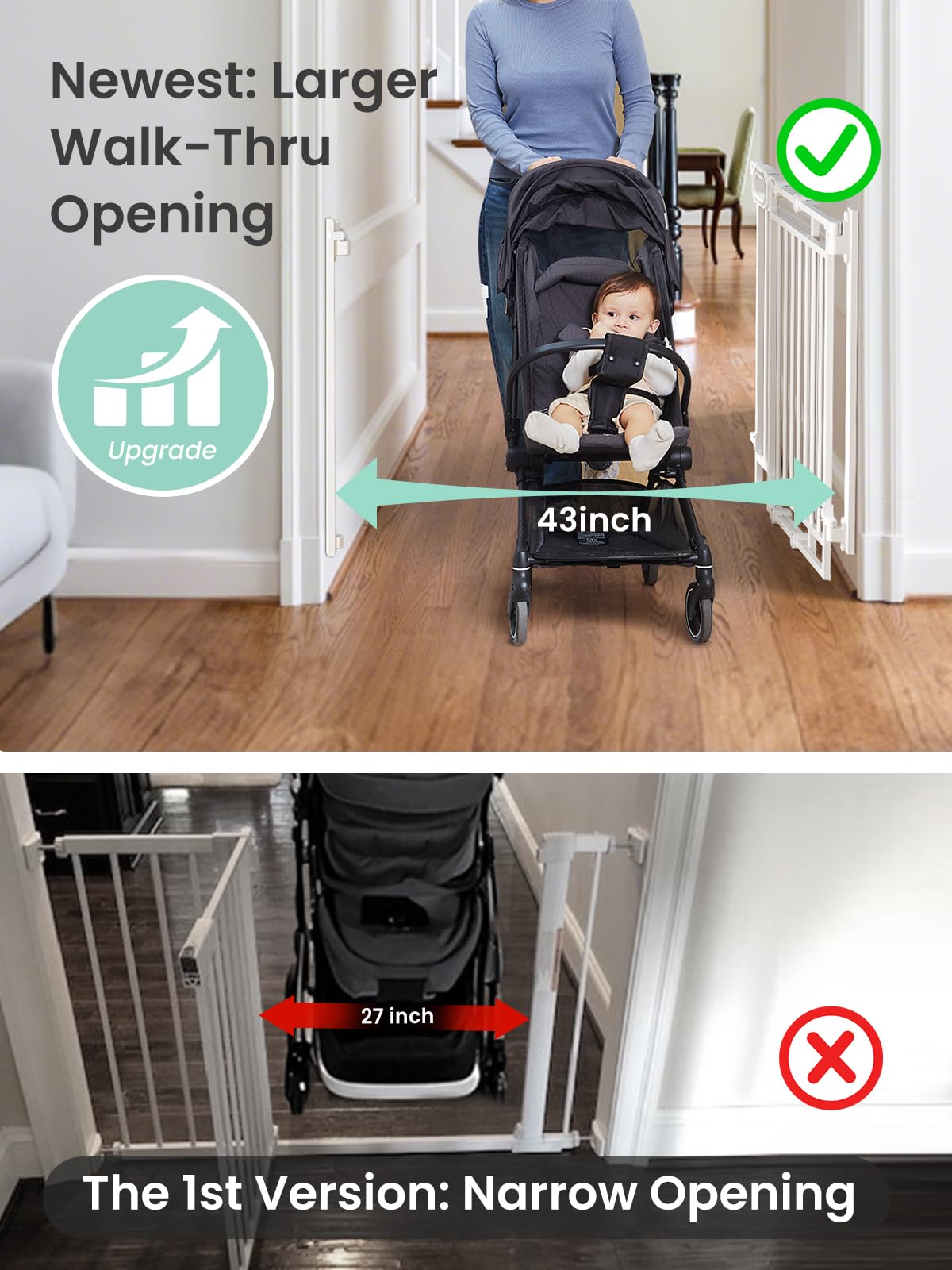 GROWNSY one-handed operation gate ideal for busy parents.