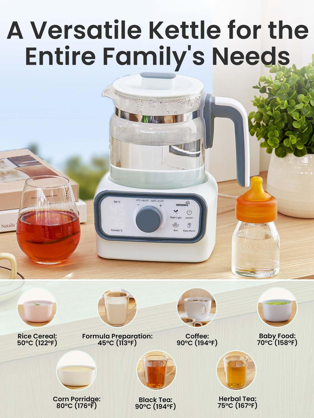 GROWNSY Baby Instant Warmer versatile for formula, tea, and coffee