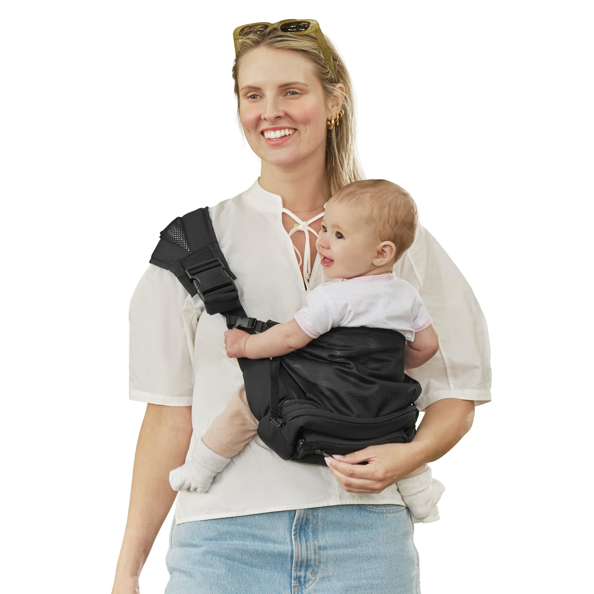 GROWNSY back panel breathable mesh supports spine and keeps baby cool.