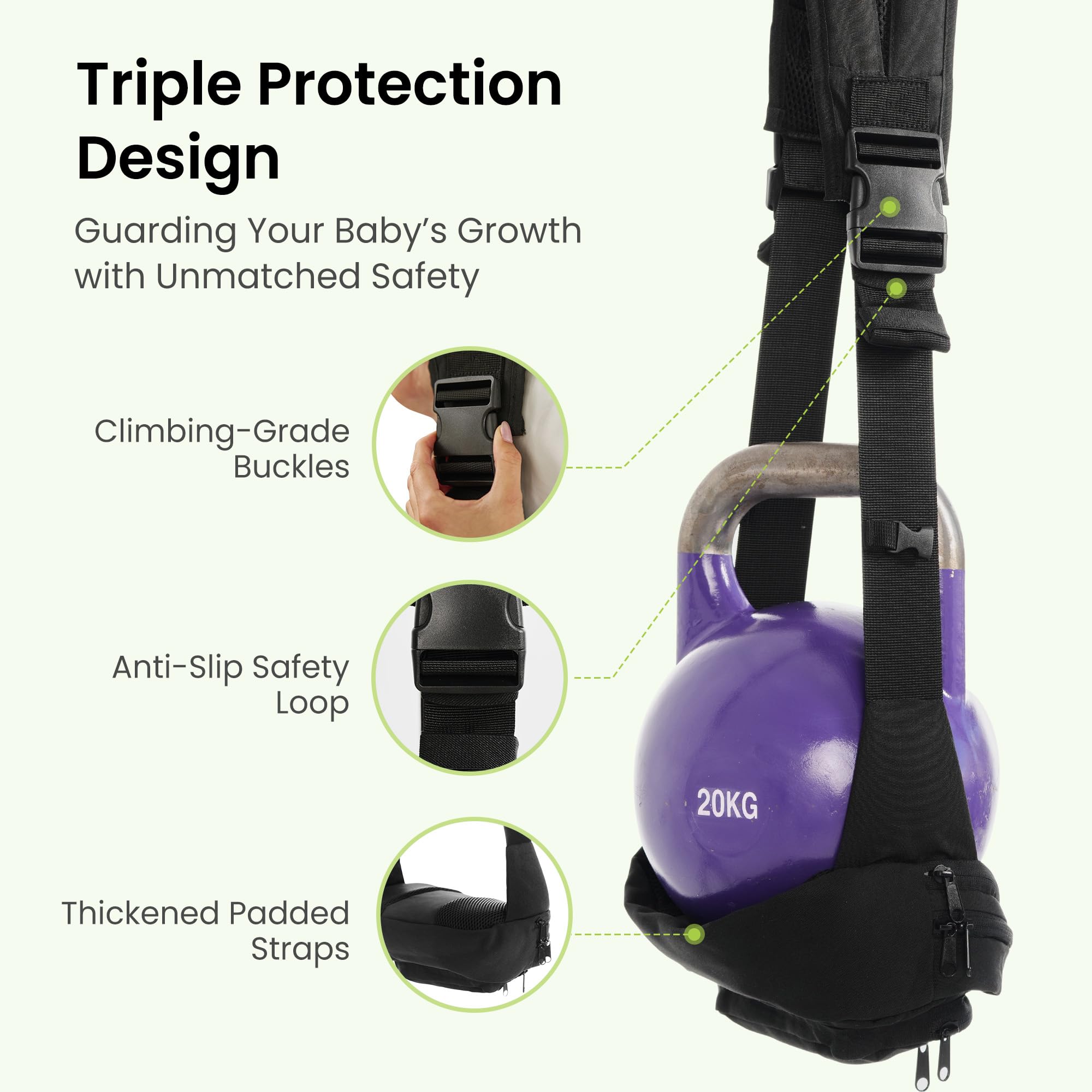 GROWNSY breathable back panel keeps baby cool during outings.