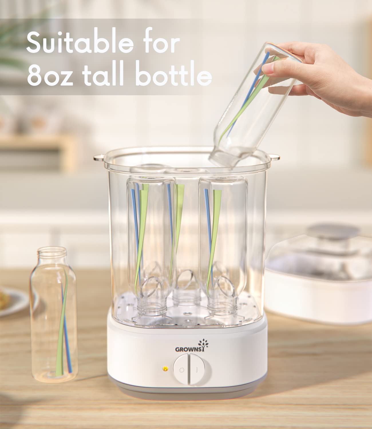GROWNSY bottle sterilizer 3-ways operation shows flexible setup