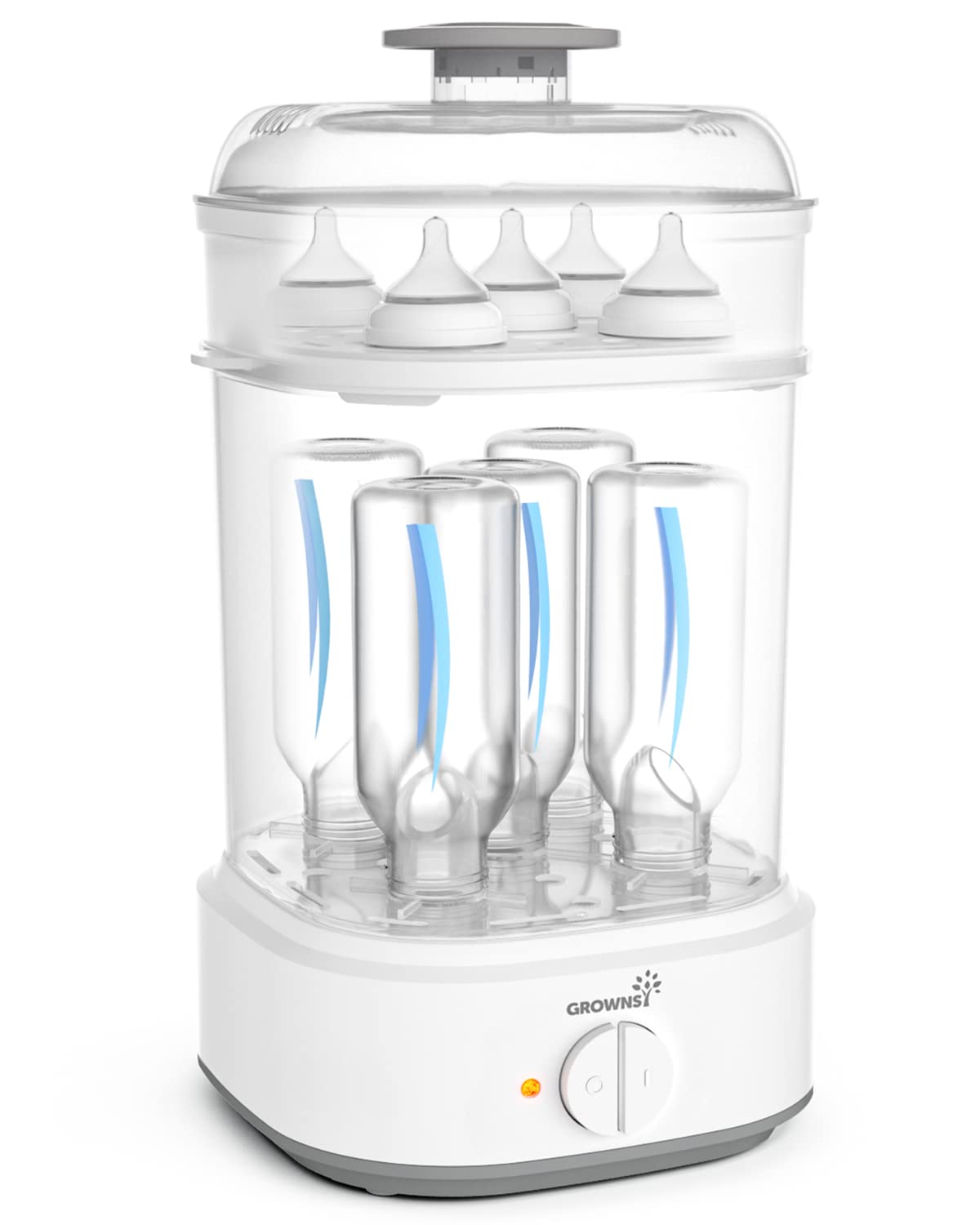 GROWNSY bottle sterilizer compact front view enables quick daily cleaning