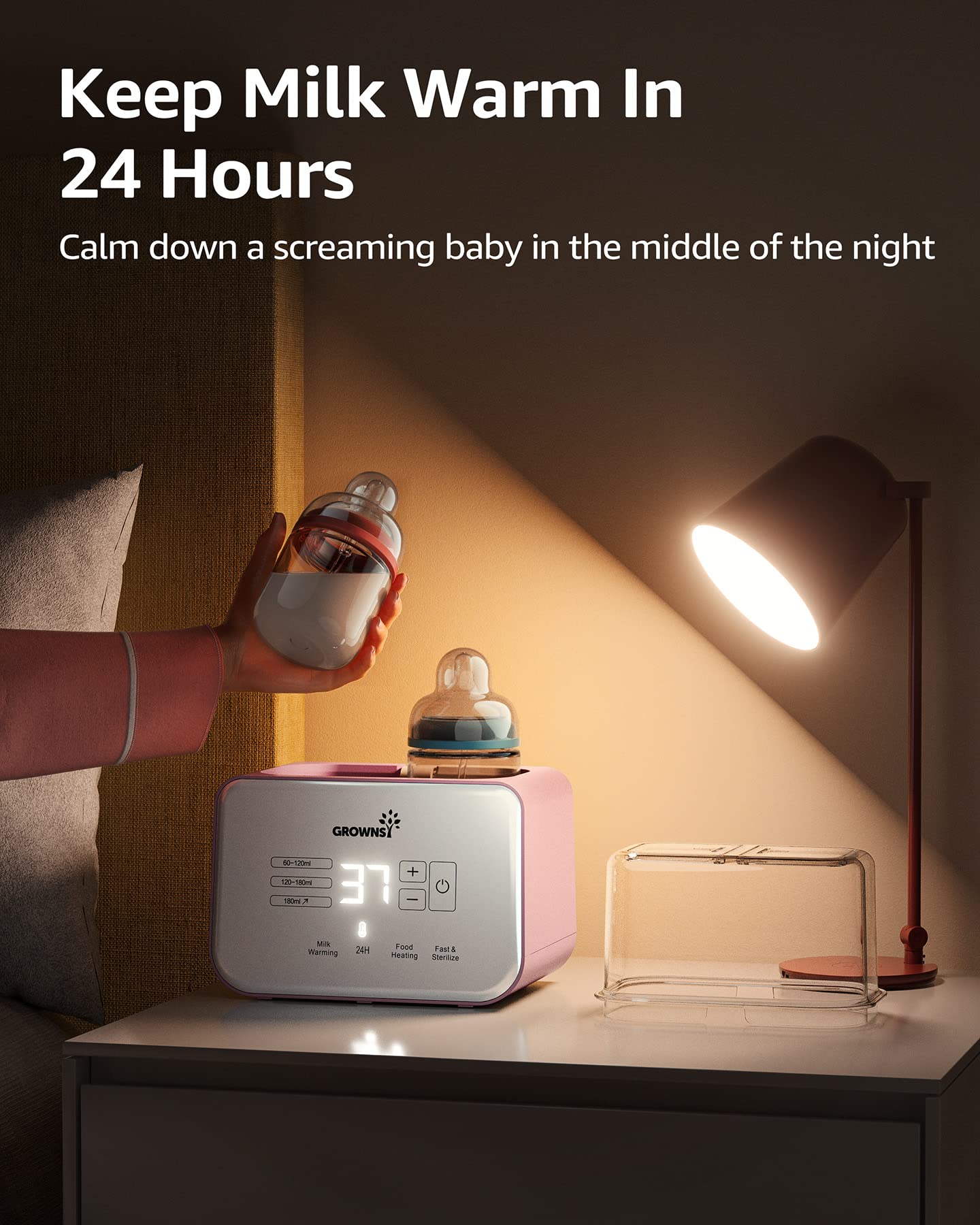 Grownsy bottle warmer defrost function enables quick milk thaw