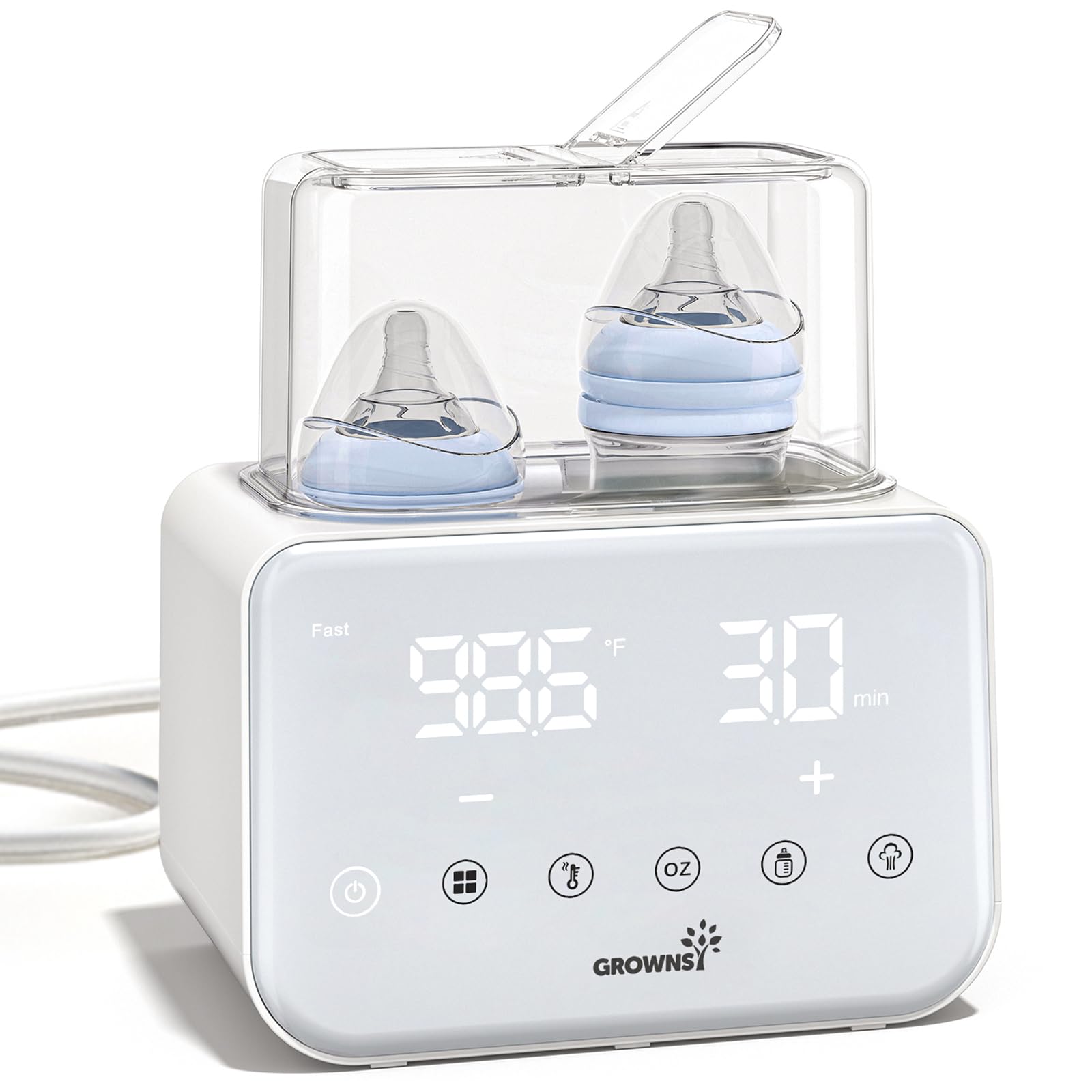Grownsy bottle warmer fast steam heating for quick night feeds and calm baby.