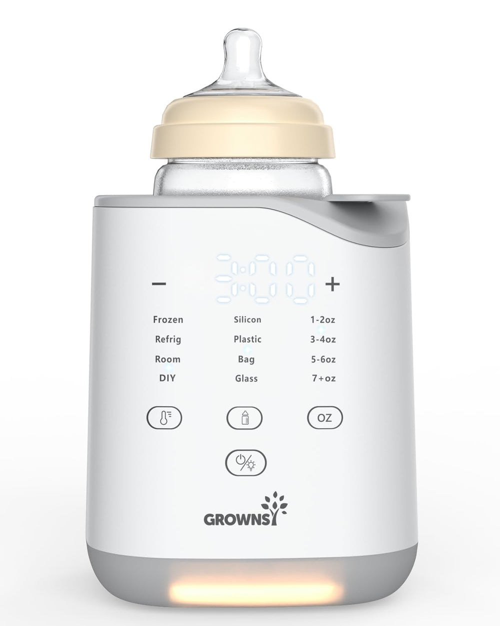 GROWNSY Bottle Warmer front view shows compact, user-friendly design for quick feeding sessions