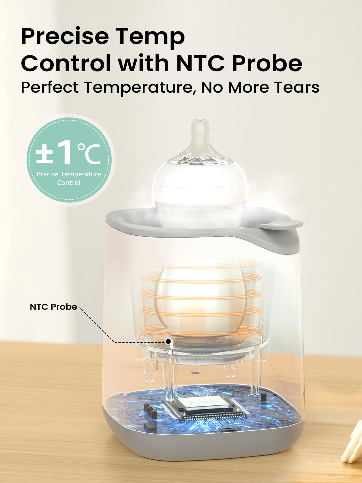 GROWNSY Bottle Warmer milk thaw process shows gentle thawing and even warmth