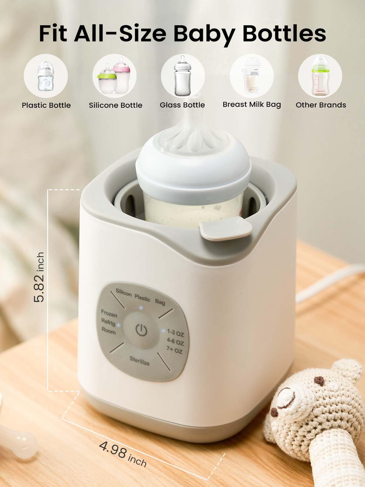 GROWNSY Bottle Warmer compatible with diverse bottles for family use.